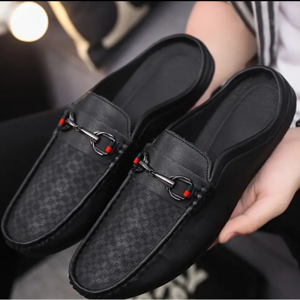 Men's Solid Color Hollow Out Mules, Non-Slip Durable Casual Slippers with Rubber